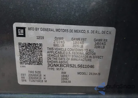 2020 Chevrolet Blazer Fwd 2Lt from USA, damaged, VIN 3GNKBCRS2LS611046